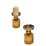 Castiçal de Madeira  e Dourado 